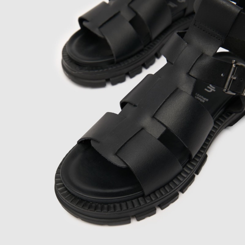 Sandalias Gruesas De Cuero Trace De Schuh Negro Dr.martens Botas