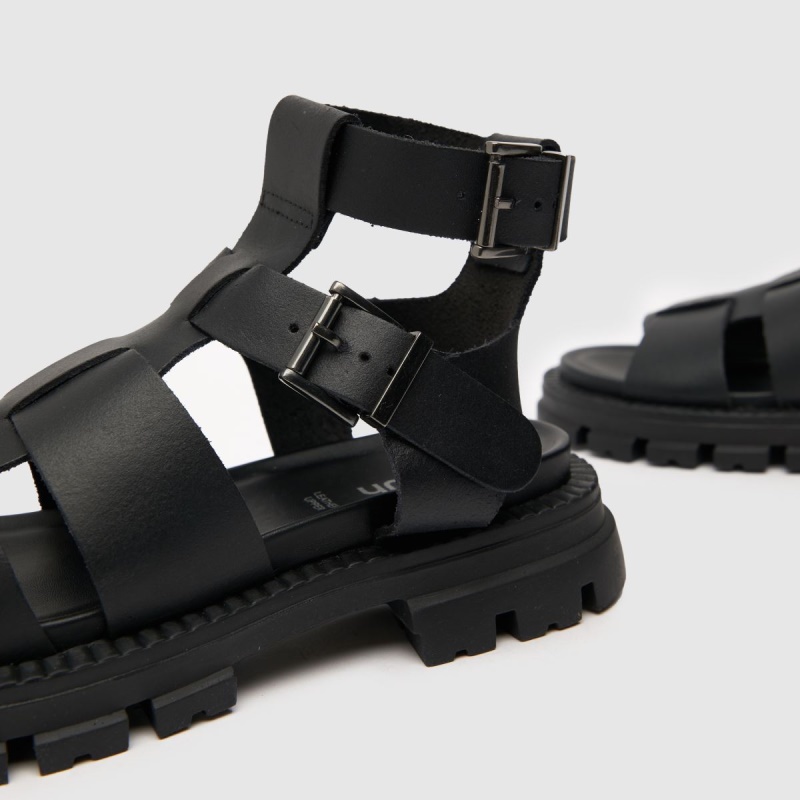 Sandalias Gruesas De Cuero Trace De Schuh Negro Dr.martens Botas