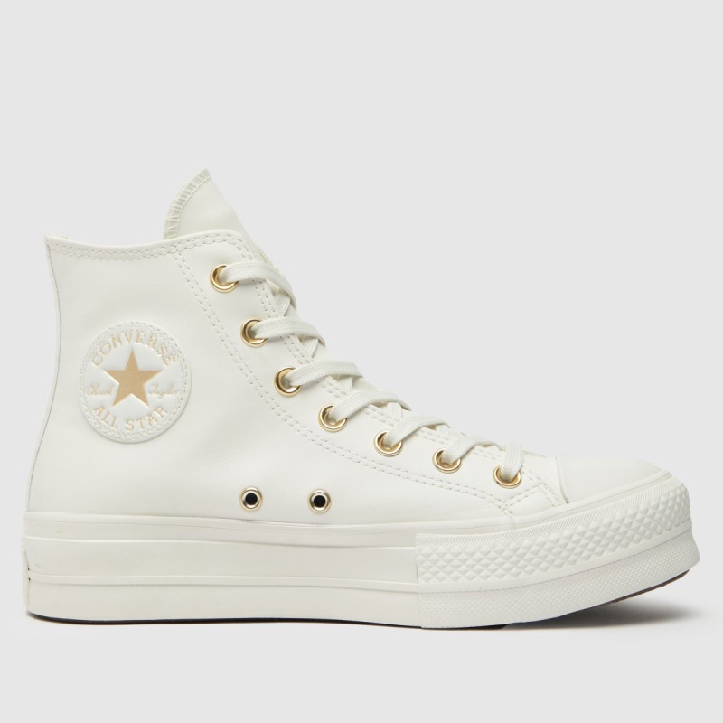 Converse All Star Lift Hi Trainers Dr.martens Botas Blanco-oro