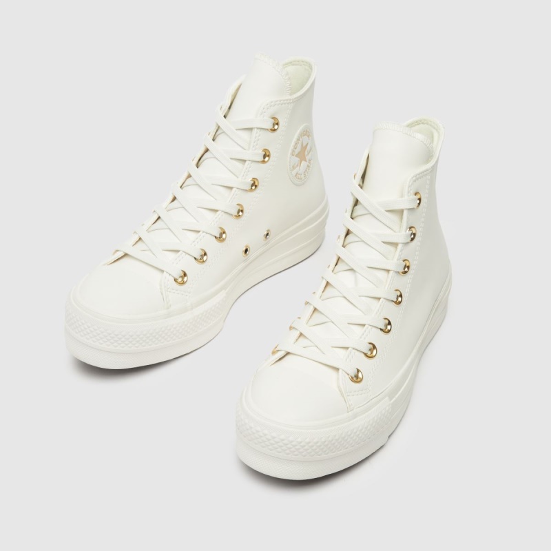 Converse All Star Lift Hi Trainers Dr.martens Botas Blanco-oro