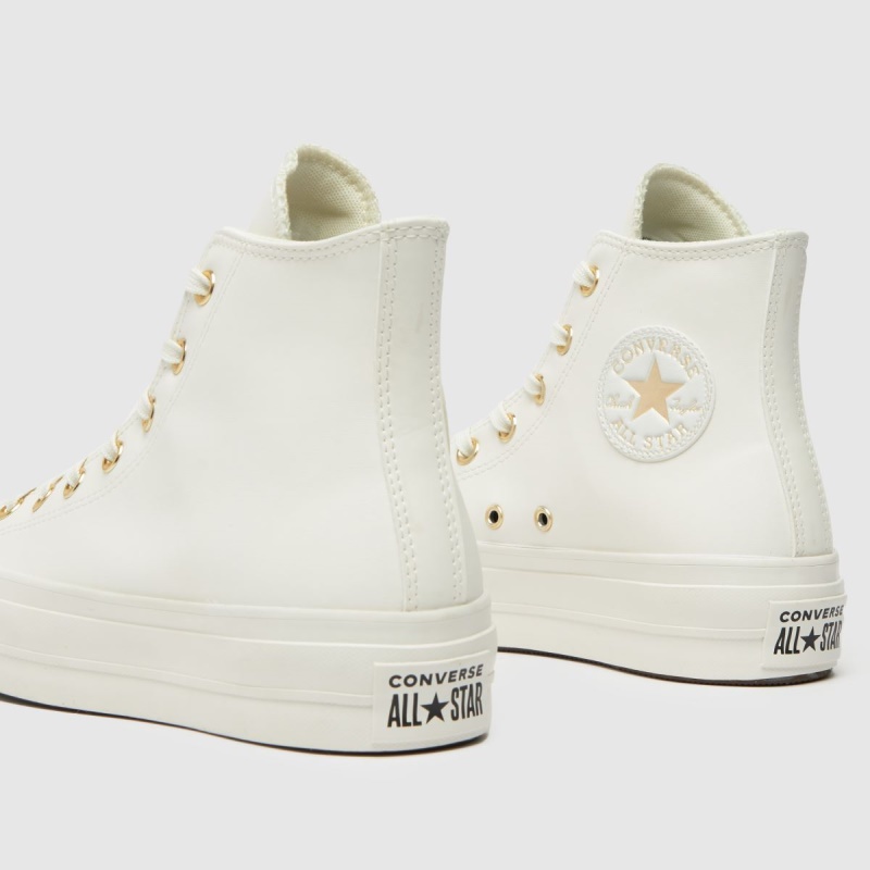 Converse All Star Lift Hi Trainers Dr.martens Botas Blanco-oro