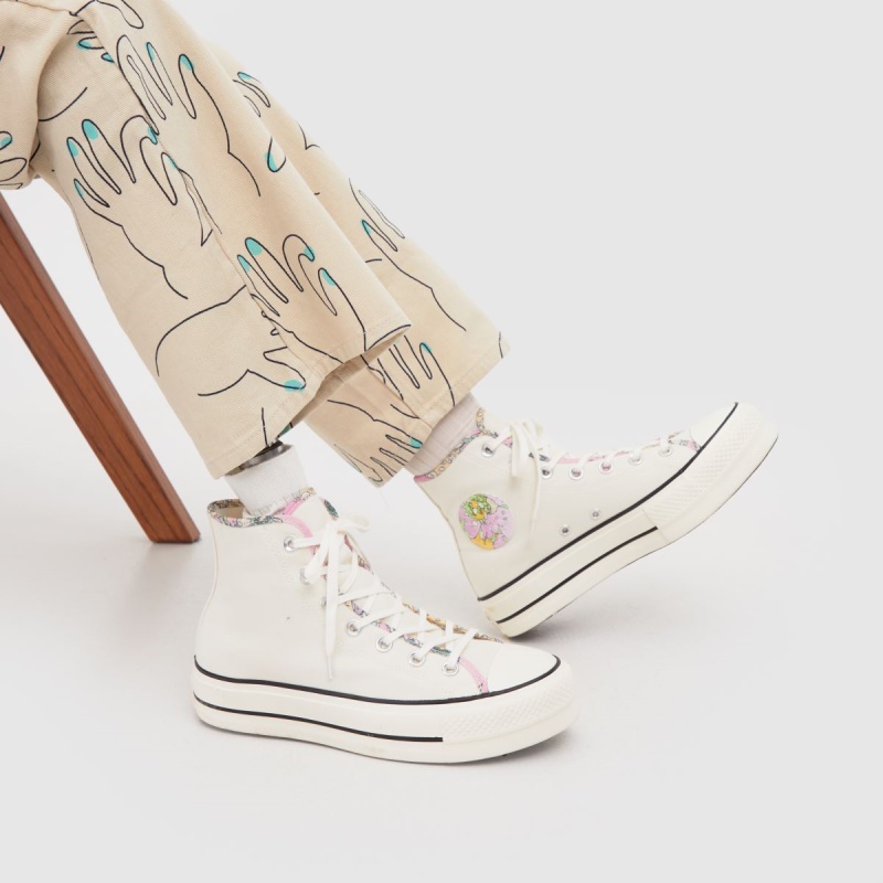 Blanco-púrpura Dr.martens Botas Converse All Star Lift Hi Trainers