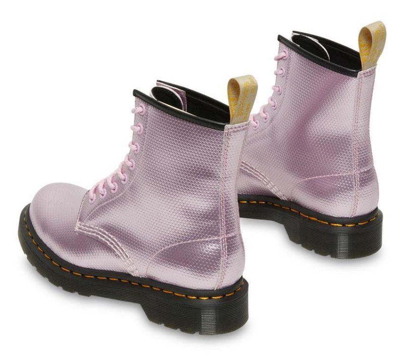 1460 Bota Vegana Metalizada En Relieve Rosa Lavanda Alumix Hex Emboss Dr.martens Botas