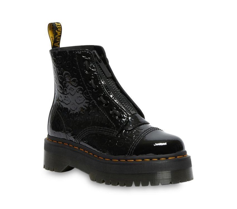 Charol Negro Lamper Leopard Embos Dr.martens Botas Sinclair Leopard Embos Boot
