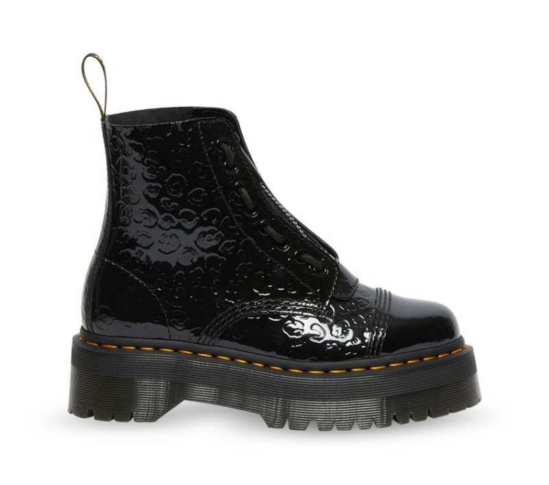 Charol Negro Lamper Leopard Embos Dr.martens Botas Sinclair Leopard Embos Boot