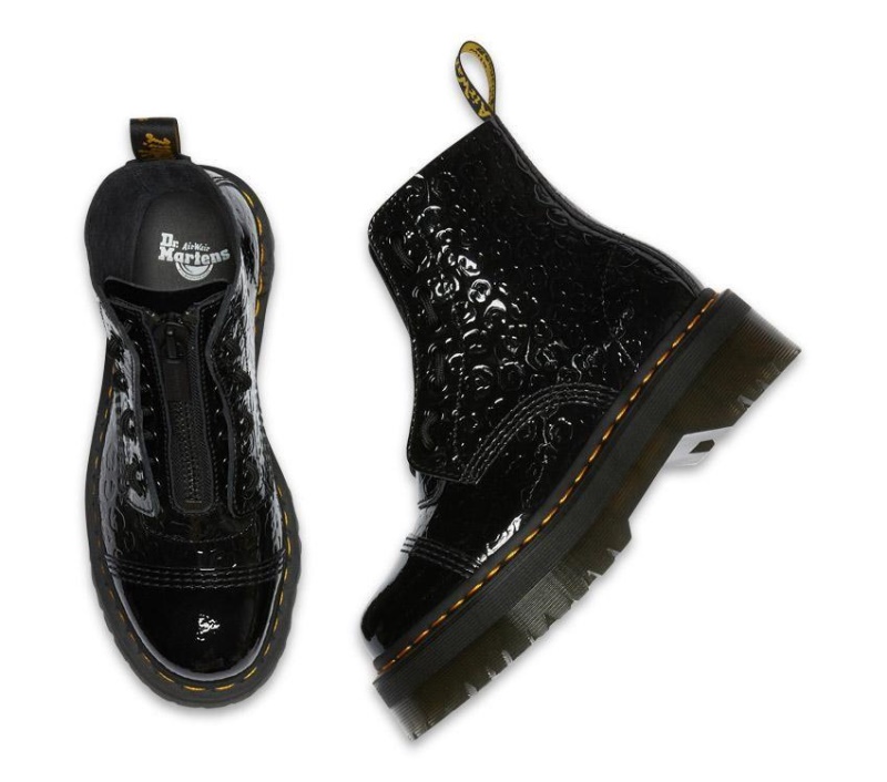 Charol Negro Lamper Leopard Embos Dr.martens Botas Sinclair Leopard Embos Boot