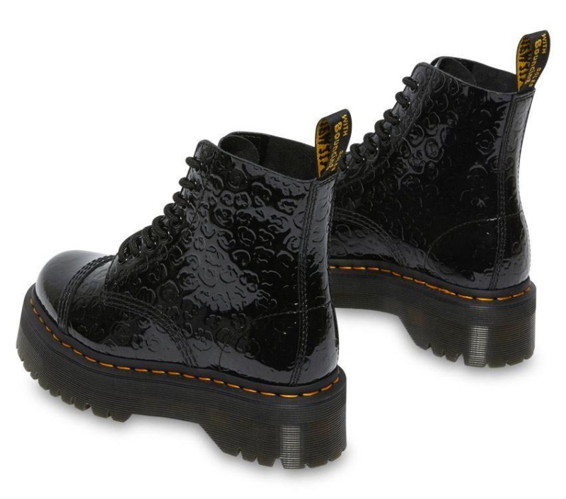 Charol Negro Lamper Leopard Embos Dr.martens Botas Sinclair Leopard Embos Boot