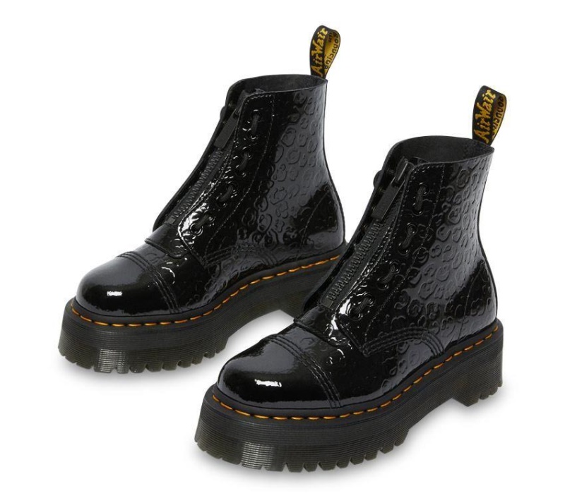 Charol Negro Lamper Leopard Embos Dr.martens Botas Sinclair Leopard Embos Boot