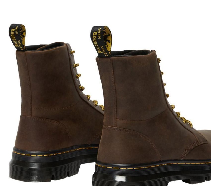 Marrón Oscuro Crazy Horse Dr.martens Botas Peines Crazy Horse Boot
