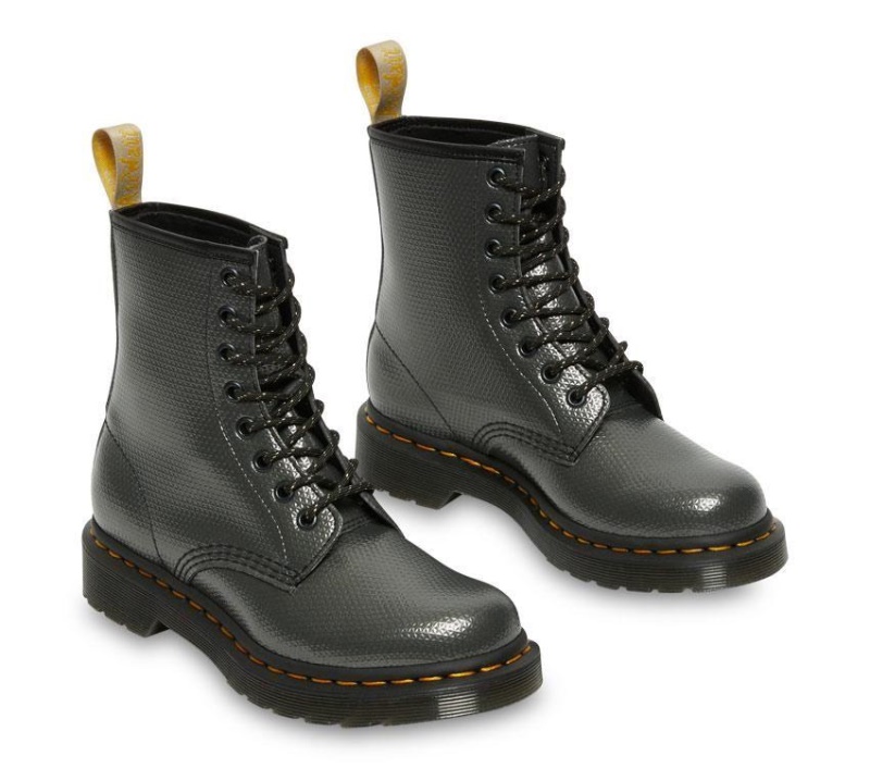 Dr.martens Botas 1460 Bota Vegana Metalizada En Relieve Gunmetal Alumix Hex Emboss