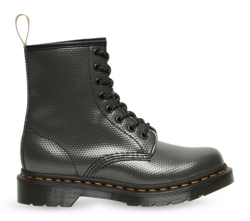 Dr.martens Botas 1460 Bota Vegana Metalizada En Relieve Gunmetal Alumix Hex Emboss