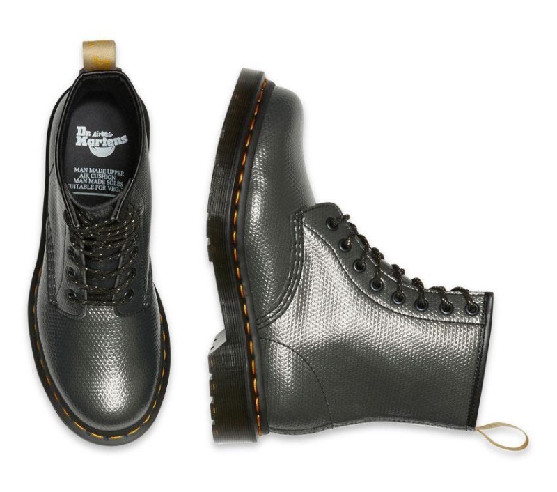 Dr.martens Botas 1460 Bota Vegana Metalizada En Relieve Gunmetal Alumix Hex Emboss