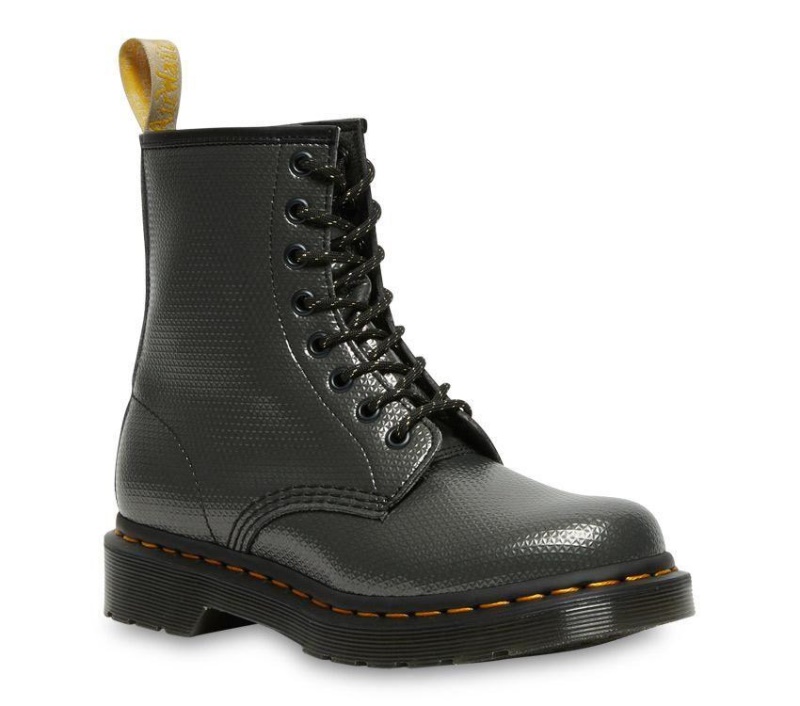 Dr.martens Botas 1460 Bota Vegana Metalizada En Relieve Gunmetal Alumix Hex Emboss