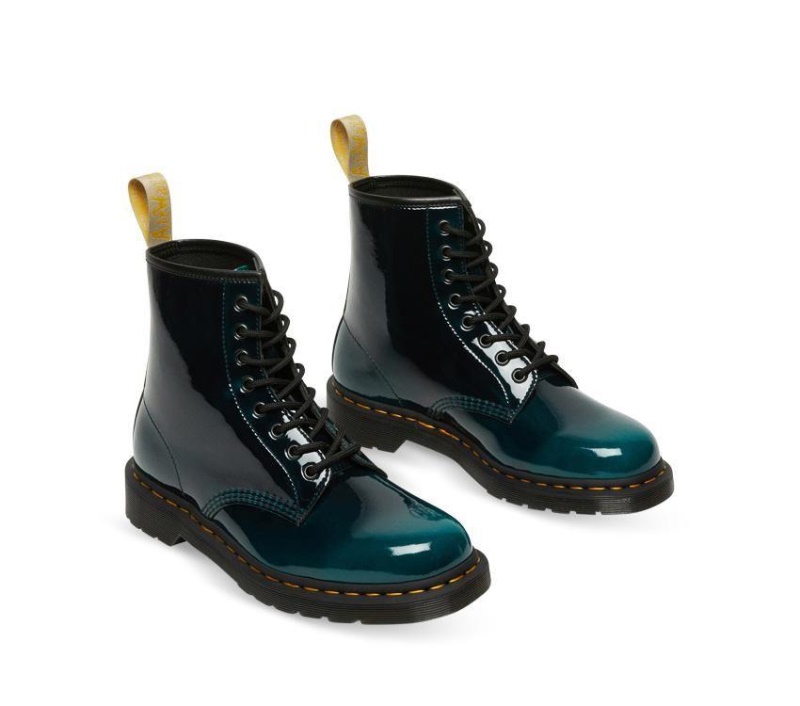 Dr.martens Botas Vegan 1460 Boot Black/dms Green Gloss Pull Up