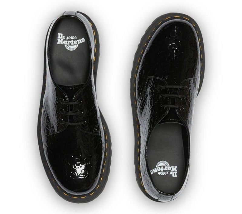 1461 Quad Leopard Emboss Dr.martens Botas Black Charol Lamper Leopard Embos