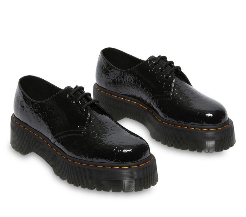 1461 Quad Leopard Emboss Dr.martens Botas Black Charol Lamper Leopard Embos