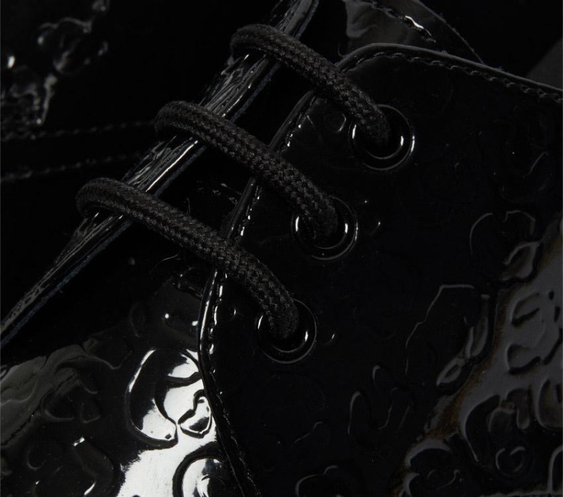 1461 Quad Leopard Emboss Dr.martens Botas Black Charol Lamper Leopard Embos