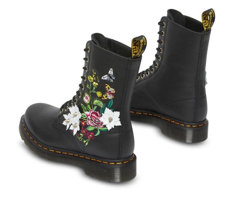 1490 Floral Bloom Dr.martens Botas Negras