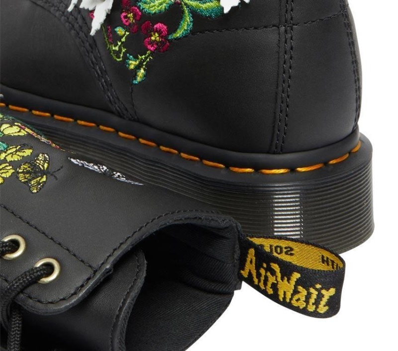 1490 Floral Bloom Dr.martens Botas Negras
