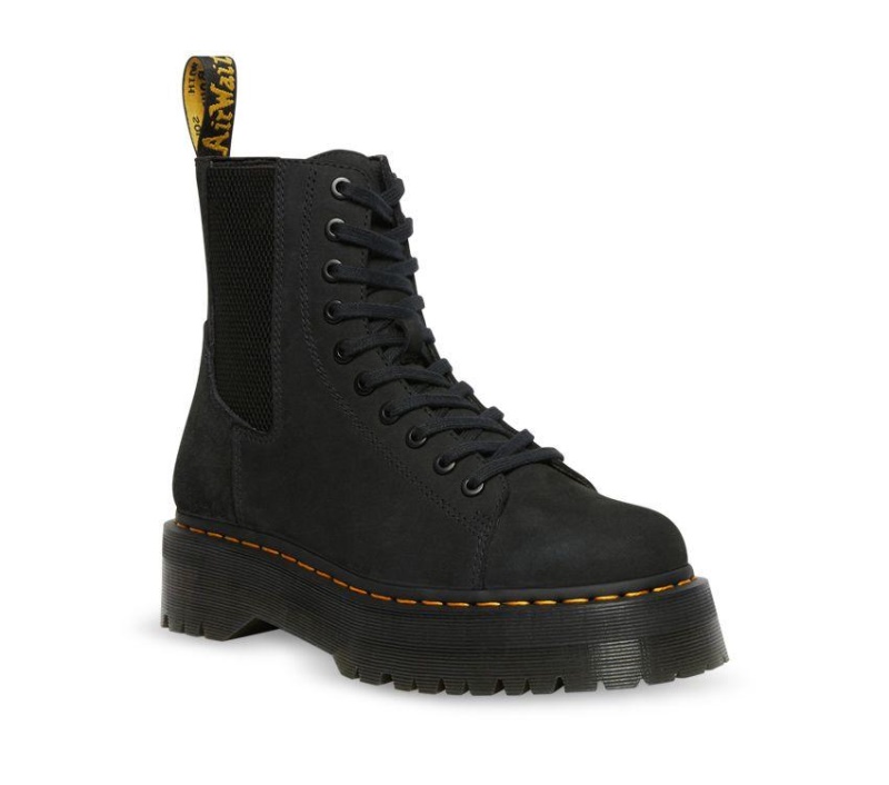 Negro Dr.martens Botas Jadon Botas De Plataforma De Cuero Nubuck