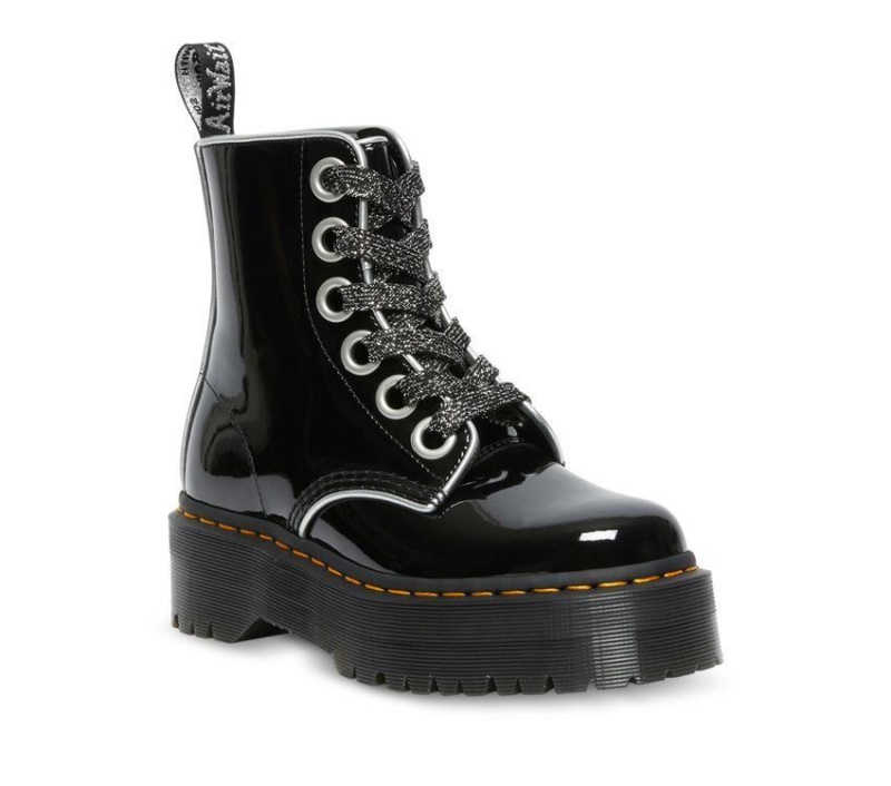 Lámpara De Charol Negro/plata Lámpara De Charol Molly Dr.martens Botas