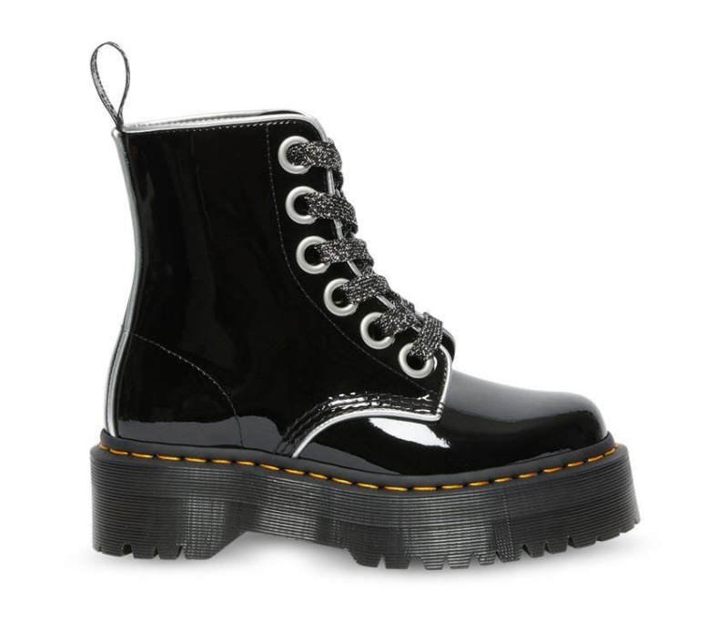 Lámpara De Charol Negro/plata Lámpara De Charol Molly Dr.martens Botas