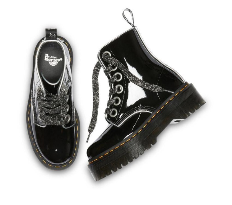 Lámpara De Charol Negro/plata Lámpara De Charol Molly Dr.martens Botas