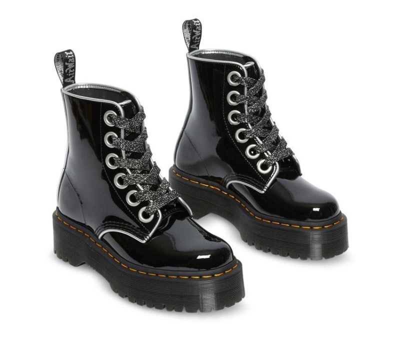 Lámpara De Charol Negro/plata Lámpara De Charol Molly Dr.martens Botas