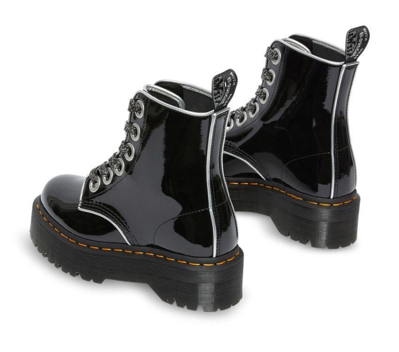 Lámpara De Charol Negro/plata Lámpara De Charol Molly Dr.martens Botas