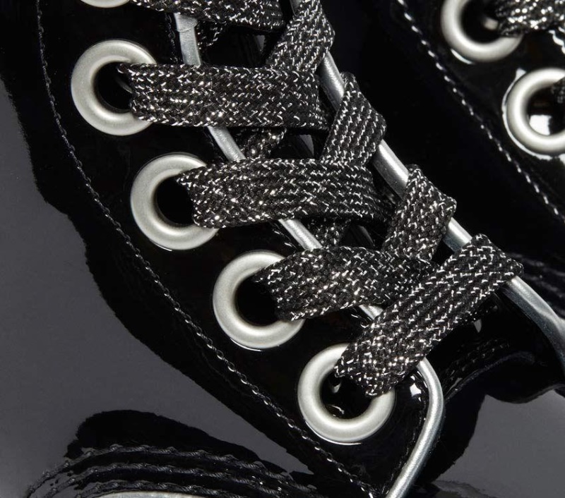 Lámpara De Charol Negro/plata Lámpara De Charol Molly Dr.martens Botas