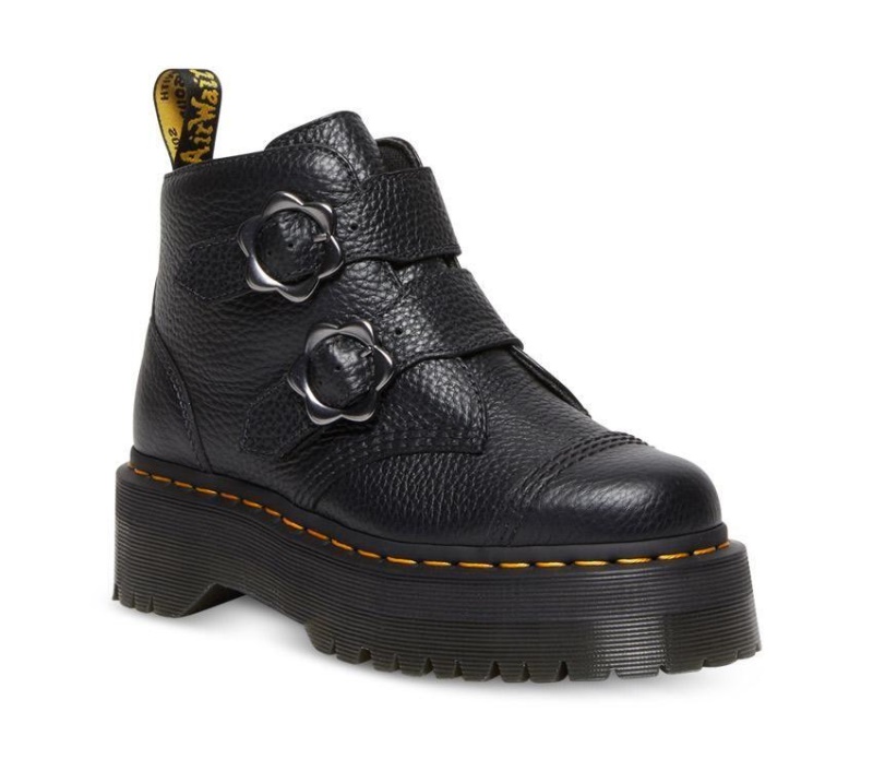 Botas Dr.martens Devon Flower 2 Strap Negro Napa Fresada