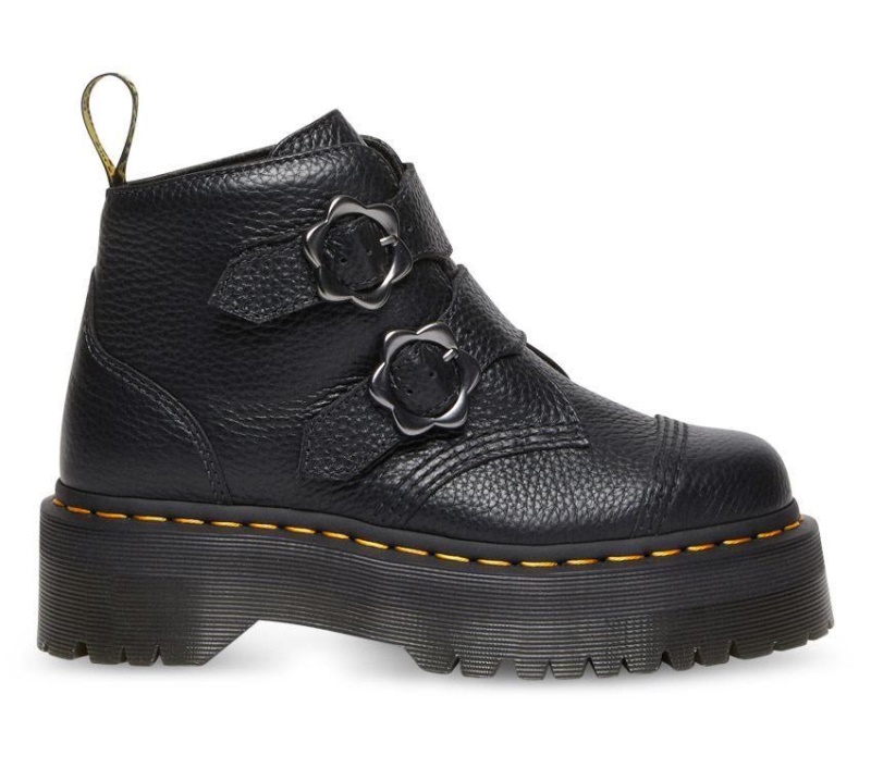 Botas Dr.martens Devon Flower 2 Strap Negro Napa Fresada