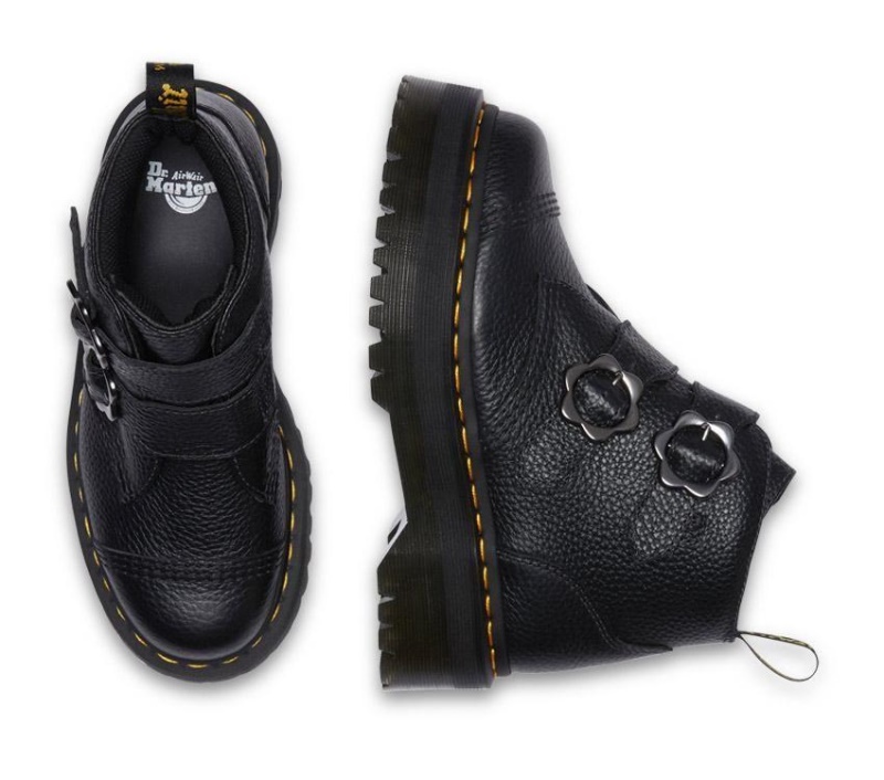 Botas Dr.martens Devon Flower 2 Strap Negro Napa Fresada