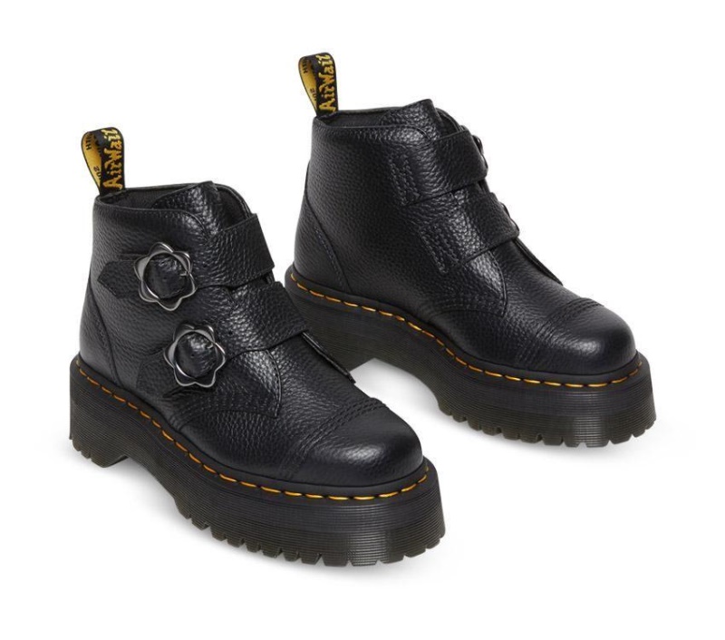 Botas Dr.martens Devon Flower 2 Strap Negro Napa Fresada
