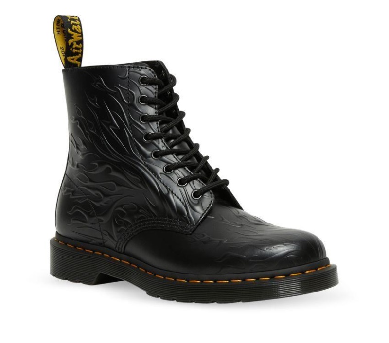 Dr.martens Botas 1460 Flames Boot Negro Flame Pulido Liso
