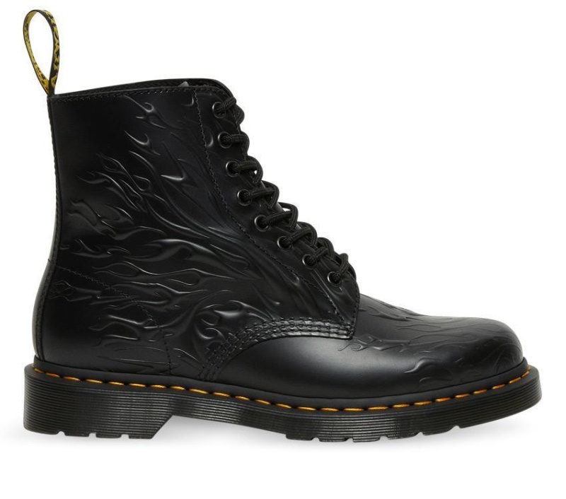 Dr.martens Botas 1460 Flames Boot Negro Flame Pulido Liso