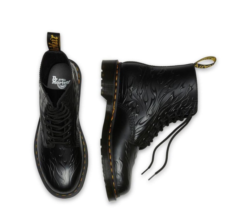 Dr.martens Botas 1460 Flames Boot Negro Flame Pulido Liso
