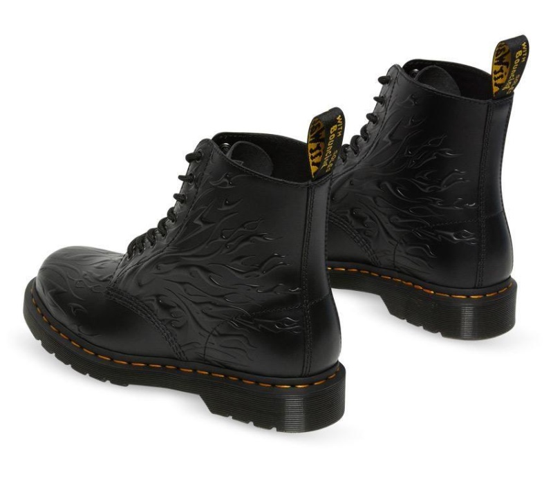 Dr.martens Botas 1460 Flames Boot Negro Flame Pulido Liso