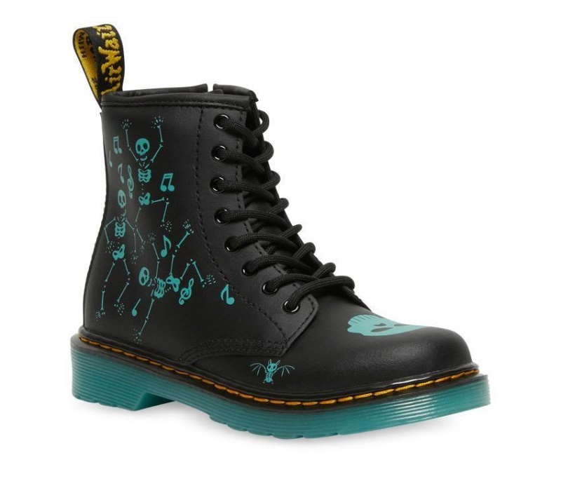 Dr.martens Botas Black Skelly Print Hydro 1460 Juniors Skeleton Boot