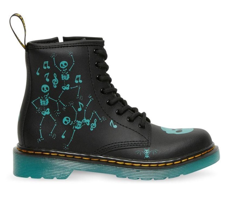 Dr.martens Botas Black Skelly Print Hydro 1460 Juniors Skeleton Boot