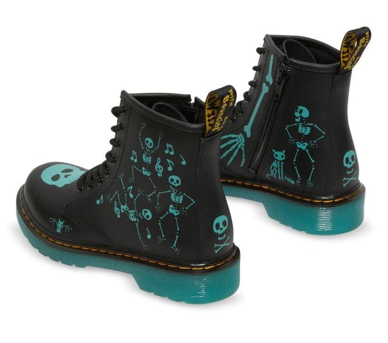 Dr.martens Botas Black Skelly Print Hydro 1460 Juniors Skeleton Boot