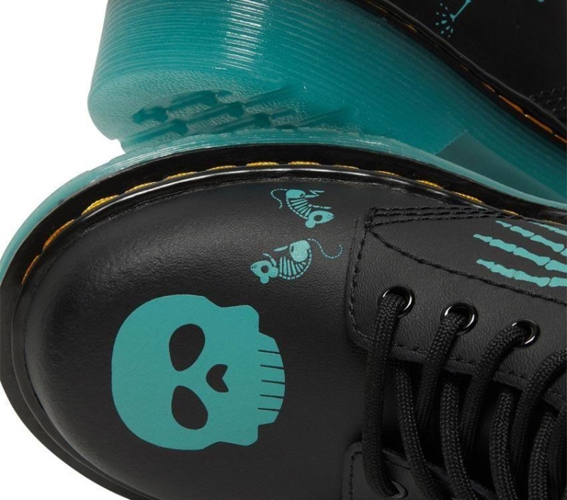 Dr.martens Botas Black Skelly Print Hydro 1460 Juniors Skeleton Boot