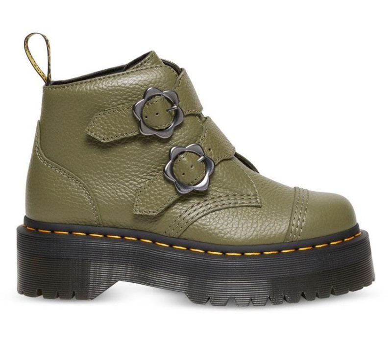 Dr.martens Botas Verde Caqui Napa Fresada Flor De Devon 2 Correas