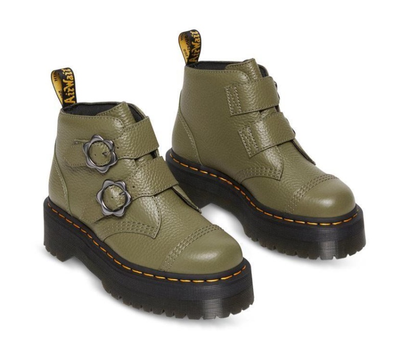 Dr.martens Botas Verde Caqui Napa Fresada Flor De Devon 2 Correas
