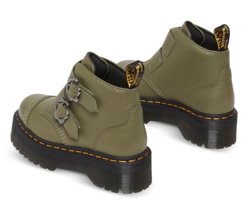 Dr.martens Botas Verde Caqui Napa Fresada Flor De Devon 2 Correas