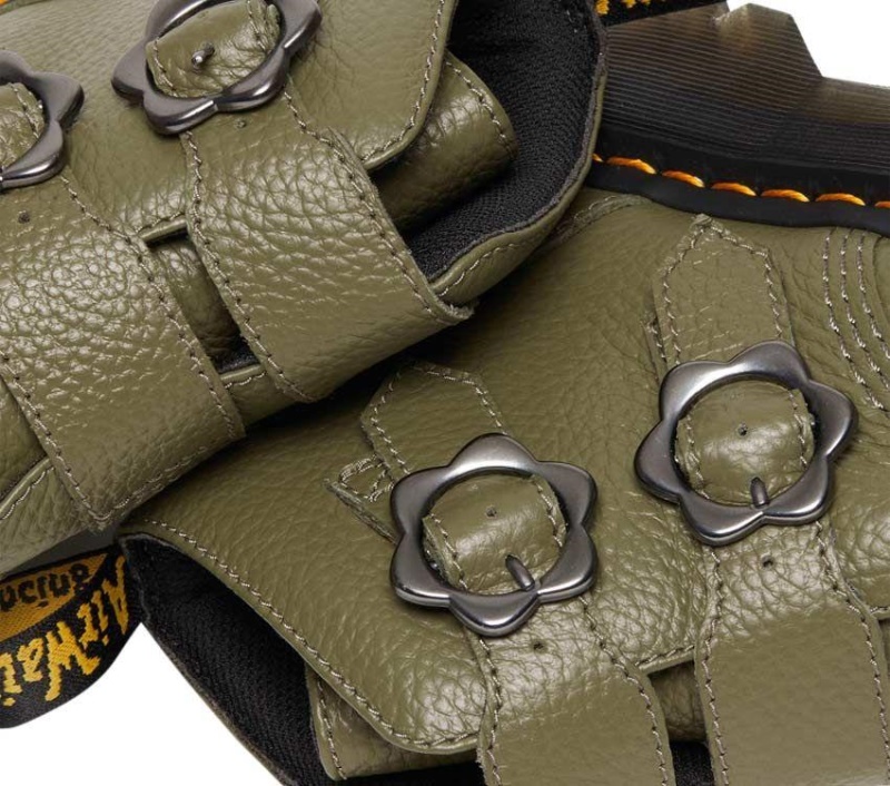 Dr.martens Botas Verde Caqui Napa Fresada Flor De Devon 2 Correas