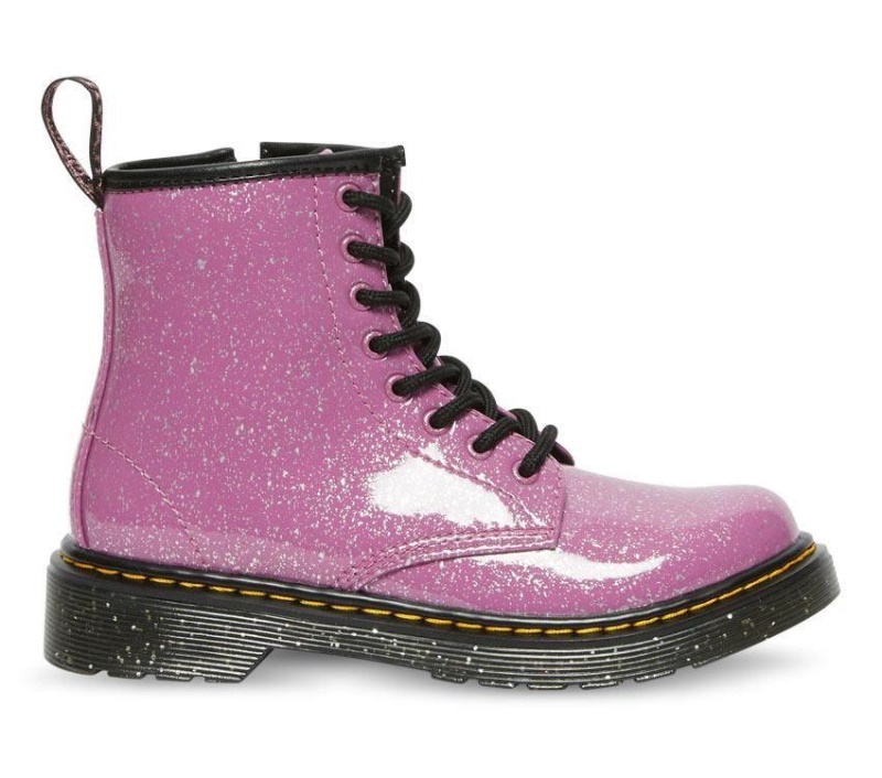 Junior 1460 Glitter Dr.martens Botas Rosa Oscuro