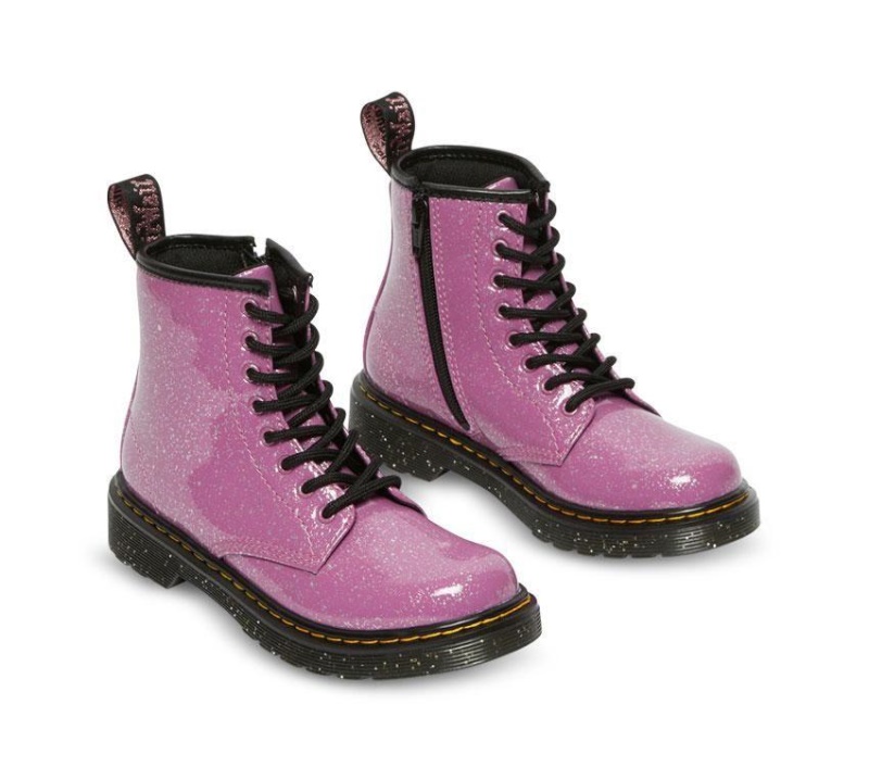 Junior 1460 Glitter Dr.martens Botas Rosa Oscuro