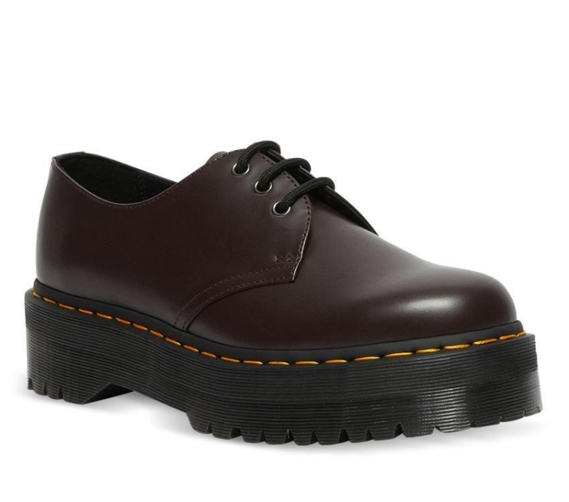 Old Oxblood Dr.martens Botas 1461 Quad Pulido Liso