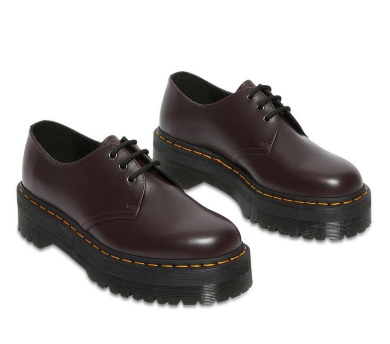 Old Oxblood Dr.martens Botas 1461 Quad Pulido Liso